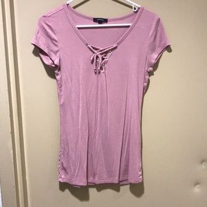 Pink lace up tee